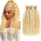 Real human hair#613 blonde hair bundles curly European and American wigs, cross-border