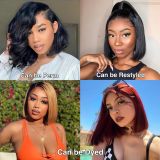 European and American wigs made of real human hair, 13x4 lace front straight bob wig, real human hair headpiece, cross-border wholesale