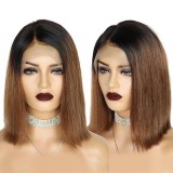 10A Human Hair Bob 1B/30 Color 13*4 Frontal Lace Wig Indian