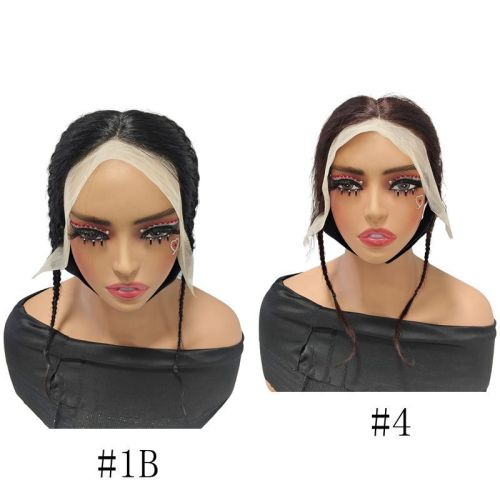 Women's wig made of real human hair, 13x4 front lace braid, 2 strand braids to cover gray hair for mothers
