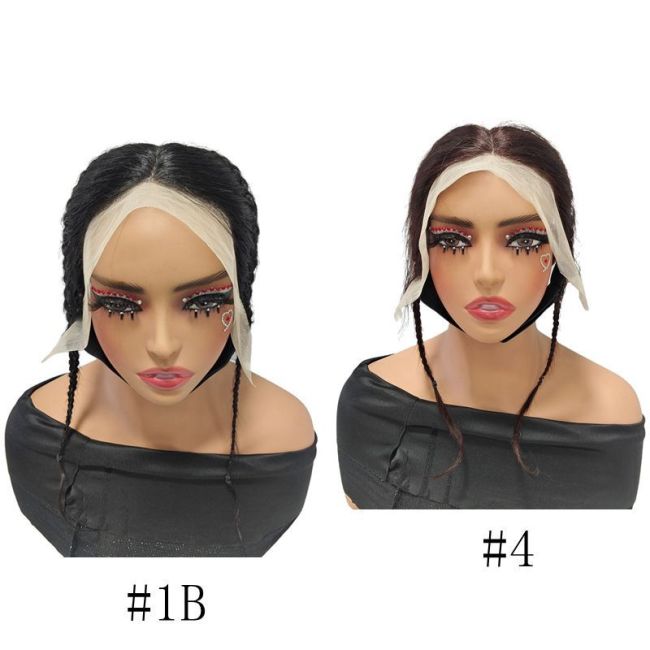 Women's wig made of real human hair, 13x4 front lace braid, 2 strand braids to cover gray hair for mothers