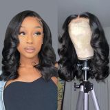 Wig made of real human hair with 13x4 lace front, curly BOB style, women's wig, wholesale for foreign trade, cross-border, celebrity style