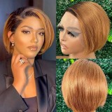 12A Pixie Short Cut 1B/30 Brown 13*4 Frontal Human Hair Wig