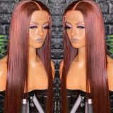 Red brown 33#color huamn hair wig 13*4HD Transparent lace