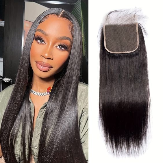 4x4 transparent lace hairpiece, real human hair wig accessories, cross-border supply for Europe, America, and Africa, black color, dropshipping available