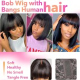 Cross-border 1X3 Lace With Bangs Bob Straight Human Hair Wigs