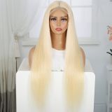 European and American cross-border 13*4 large lace golden 613 full human hair wig, hot-selling in foreign trade, in stock in Xuchang