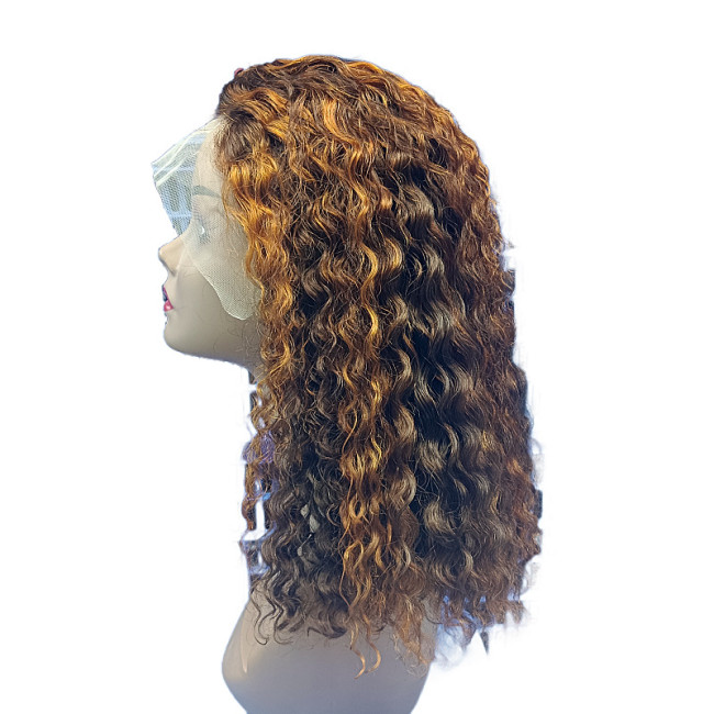 12A Human Hair 4/350 Color 13*4 Ear To Ear Lace Curly Bob