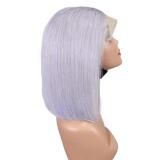 12A Brzilian Gray Bob With 13*4 Big Lace Frontal Human Hair