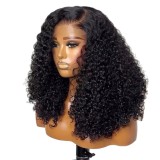 Double Drawn Human Hair Wig 300% Density Pixie Curly Hair