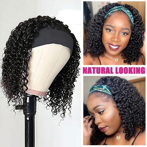 European and American wigs made from real human hair, fashionable ice silk headband curlybob women's wigs, foreign trade cross-border wholesale