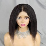 12A Kinky Straight Bob 13*4  Lace Frontal Brazilian Hair wig