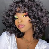 12inch Spring Curly  Fringe Egg Bouncy Human Hair Wig