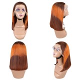 Bone Straight Lace Frontal Wig Short Bob 4/350/4 Human Hair