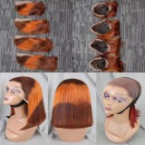 10A Brazilian Orange Brown Straight Bob Real Human Hair Two-Tone Wig