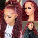 12A Burgundy 99j Deep Wave Wig 13*4 Lace Human Hair Curly