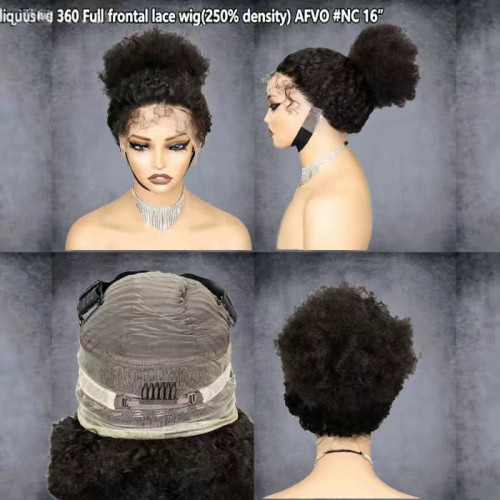 360Full Lace wig AFVO Yaki Curly Wigs Indian Human Hair