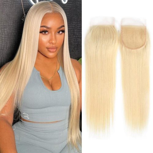 4*4 transparent lace hair piece with 613 human hair lace frontal, straight hair, in stock