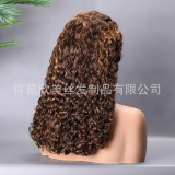 DoubleDrawnPixieCurly European and American wig, front lace, real human hair, wig 4/30, hand-woven short hair