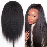 European and American wigs made from real human hair for women, machine-made U-shaped headgear, kinky straight wigs, same style as worn by celebrities, for cross-border sales