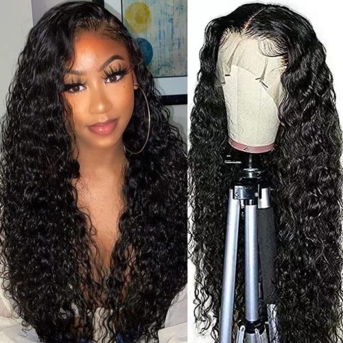 13*4 front lace human hair wig, water wave, small curls, natural and realistic, AliExpress