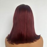 Reddish Brown Bob Wig Human Hair, cross-border hot-selling short straight lace front wig