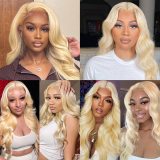 4*4 real human hair transparent lace hairpiece#613 body human hair lace frontal in stock