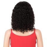 European and American wigs made of real human hair for women, with bangs, machine-made kinky curly bob wig, foreign trade curly hair