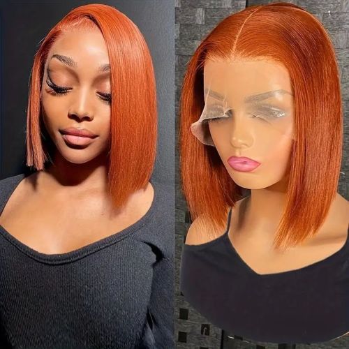 Ginger yellow orange 350#Front lace high-definition transparent lace bobo, popular in Europe and America, available for dropshipping from Xuchang