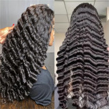Front lace human hair full wig 4*4 closure deep wave human hair wigs
