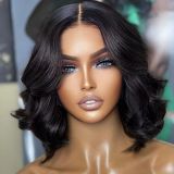13*4 HD Transparent Front Lace Bob Wig with Big Wavy Curls, European and American Bestseller, Xuchang In-Stock Human Hair Factory