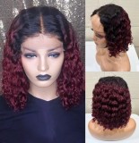 12A 4*4 closure Glueless Deep Curly Bob 200% density Indian