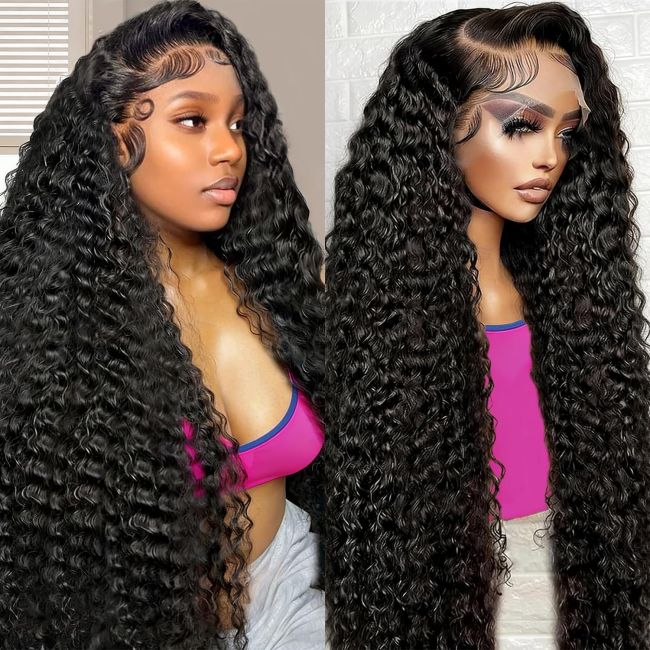 Deep wave lace front wigs human hair