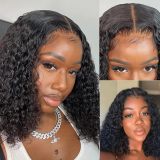 European and American wigs made of real human hair, 4x4 lace front, curly bob short hair wig for women, cross-border wholesale