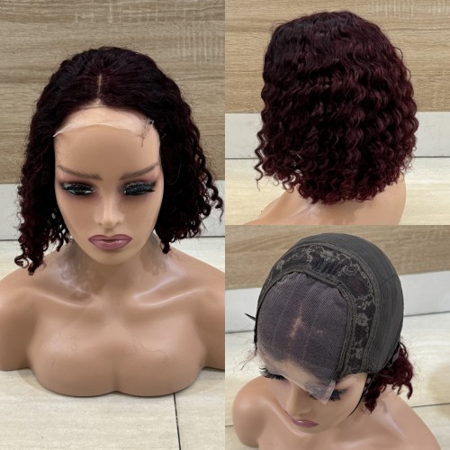 4*4 lace Curly Bob Glueless 200%density  10inch Human hair