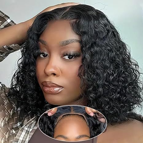 Cross-border glue-free wig made of real human hair, natural color, middle parting, African and European/American women's curly hair