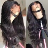 Cross-border European and American real human hair wigs wholesale, full head wigs in natural black with large waves, hot-selling