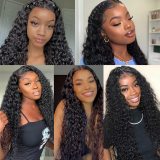 European and American style wig with real human hair, 13X4 lace front, women's curly hair wig, long curly hair