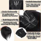 Real hair butterfly-shaped Swiss mesh hairpiece with middle-parted bangs, semi-hand-woven, breathable and lightweight, for foreign trade and cross-border wholesale