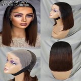 10A Brazilian 1BT4 Brown Color Straight Bob With 13*4 Lace