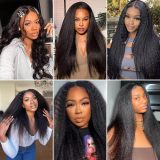 European and American wigs made of real human hair, 4x4 front lace kinky straight wigs, cross-border wholesale