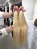 10A hair curtain#613 human hair bundles, platinum blonde real human hair wigs, bone straight hair, European and American cross-border