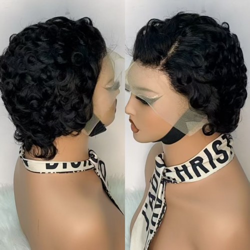 New 13*4 frontal Short finger curly Wig 100% human hair pix