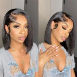 12A HD lace Frontal Side Part Straight Bob Vietnam Hair 200%