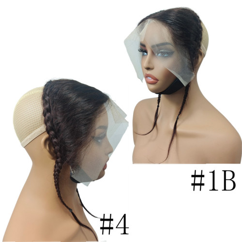 Women's wig made of real human hair, 13x4 front lace braid, 2 strand braids to cover gray hair for mothers
