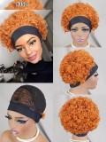 100% human  hair  headband   Short  curl wig