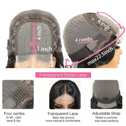 European and American wigs made of real human hair, 4x1 T-part front lace water wigs, headgear for foreign trade and cross-border wholesale