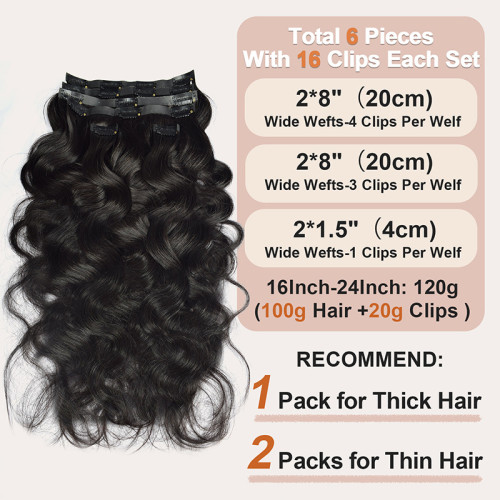 In-stock real human hair wigs, PU clip-in hair extensions for women, seamless clip-ins, human hair, foreign trade wigs