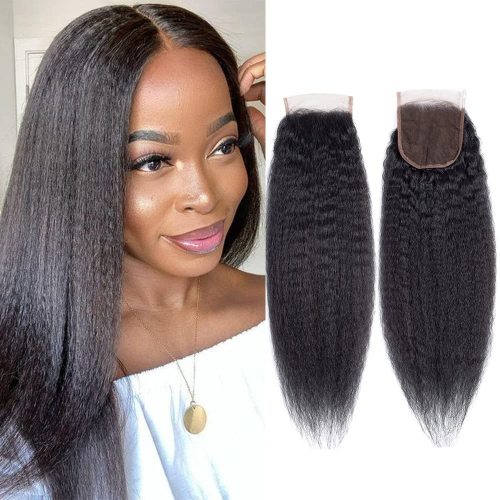 Wig made of real human hair, 4x4 lace hairpiece, kinky straight hair, foreign trade cross-border wholesale, celebrity style