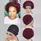100% human  hair  headband   Short  curl wig